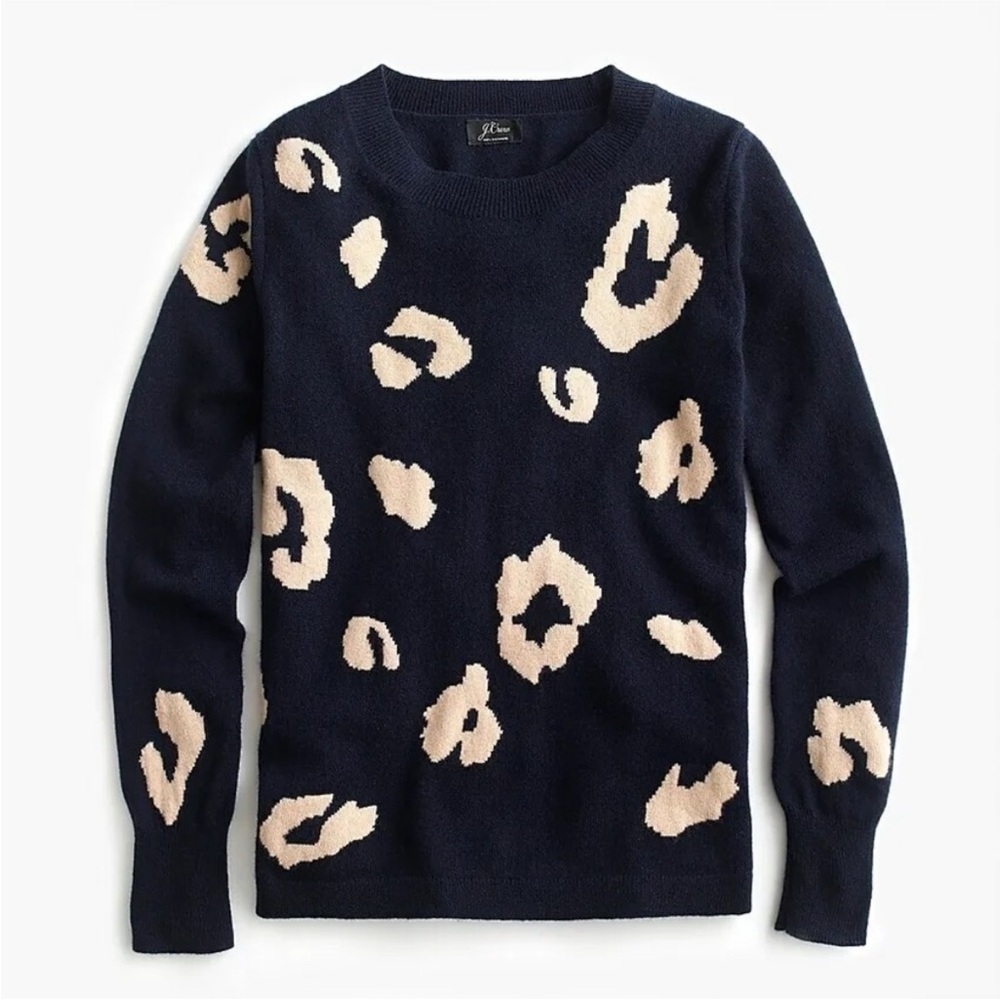 J. Crew Blue and Cream Patterned Sweater